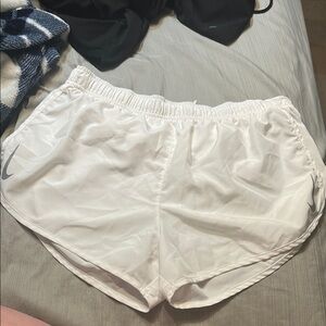 Nike White Athletic Shorts Lightweight Curved Hem